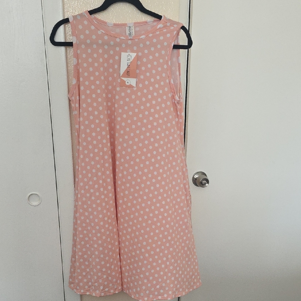 Honey and Lace Blush Polka Dot Dress
